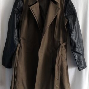 DKNY Women's Trench Coat, Olive/Black, Medium, Rem